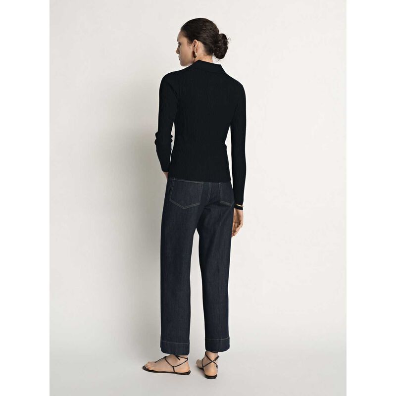 Veronika Maine Cotton Silk Ribbed Polo image number 1